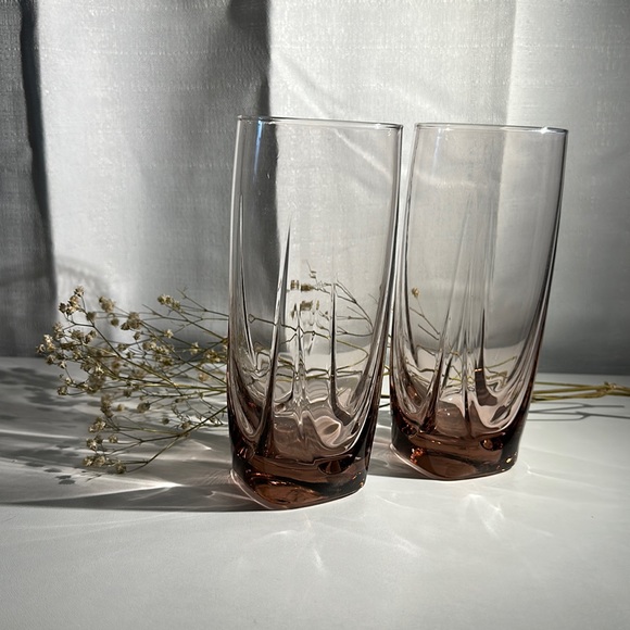 Vintage MCM Libbey Glass Set of 4 • Draped Drinking Glasses & Wine Glasses - Picture 10 of 16